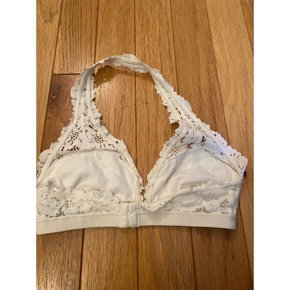 Aerie, women's ivory lace halter non padded bra size small - Picture 3 of 5